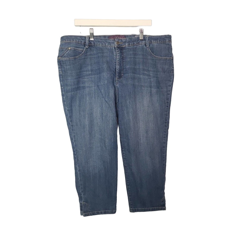 Gloria Vanderbilt Blue Denim Straight Leg High Rise Cropped Jean Womans Size 18W